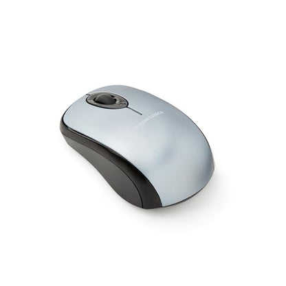 Amazon Basics 2.4 GHz Wireless Optical Computer Mouse with USB Nano Receiver, Portable, Silver - color: Silver, style: 1-Pack