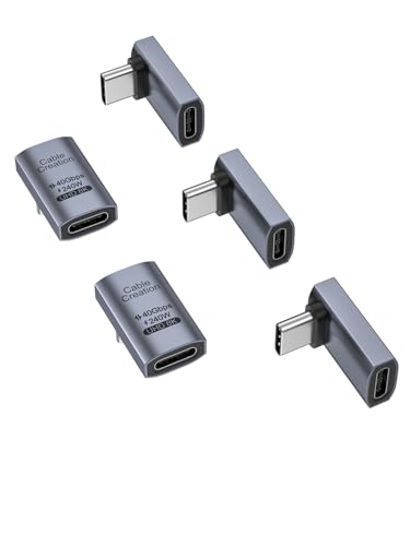 CableCreation 90 Degree USB C Adapter 5 Pack, USB C Adapter 40Gbps 240W | Right Angle Male to Female Compatible with Steam Deck, ROG Ally, Switch, Notebook, PC, Tablet, Phone and More, UP Angle - size: 5PCS, style: Up Angle