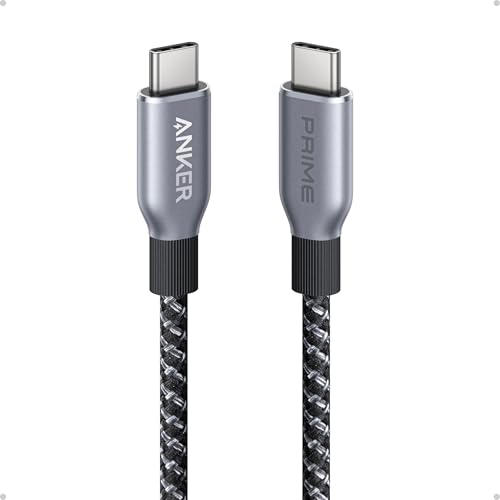 Anker Prime USB C to USB C Cable, 240W Fast Charging Durable Cable (1 ft) | USB 2.0 Upcycled Braided Nylon, 100-Year Bend Durability for iPhone 17 / 17 Pro / 17 Pro Max, MacBook, Galaxy, and More - size: 1FT