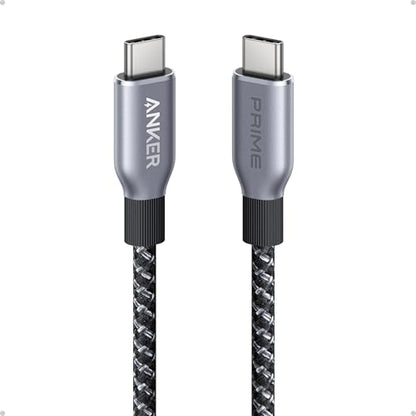 Anker Prime USB C to USB C Cable, 240W Fast Charging Durable Cable (1 ft) | USB 2.0 Upcycled Braided Nylon, 100-Year Bend Durability for iPhone 17 / 17 Pro / 17 Pro Max, MacBook, Galaxy, and More - size: 1FT