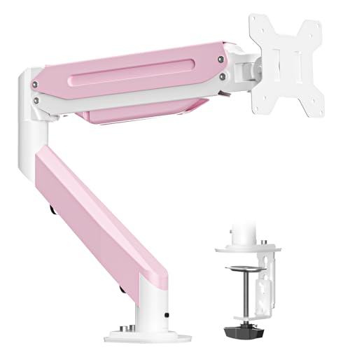Suptek Monitor Mount Gas Spring Monitor Arm Desk Mount Fully Adjustable Fits 17 20 22 23 24 26 27 32 35 inch Monitors Weight Capacity up to 24.25 lbs, Pink - color: Pink, size: 17"-35"
