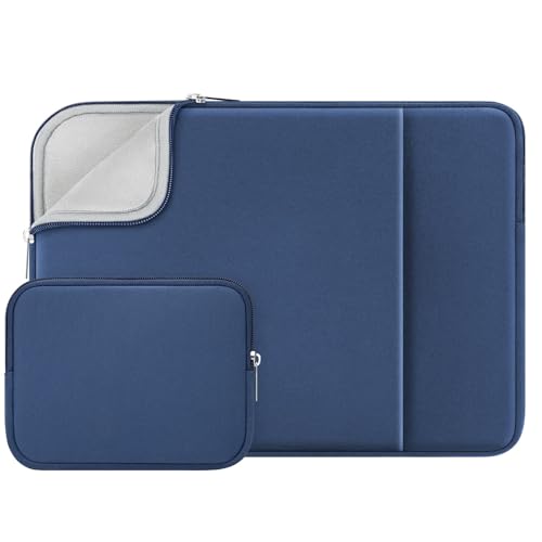 RAINYEAR 13 Inch Laptop Sleeve with Pocket & Accessories Pouch, Navy Blue | Protective Soft Fluffy Lining Carrying Bag for 13.3 Inch MacBook Air/Pro M1 M2 M3 M4 M5 A3449 A3240 A3113 A2681 A2338 - color: Navy Blue(Upgraded Version), size: 13"