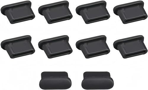 10Pcs Silicone Type C Anti-Dust Cap Cover for Cell Phone, Type C Port Anti Dust Cover Silicone Dust Cover Plug Cover Cap Anti Dust Protector Black - size: TYPE-C