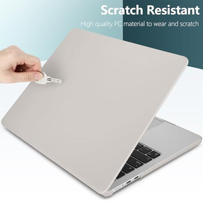 DONGKE Compatible with MacBook Air 13 inch Case M5 M4 M3 M2 2026 2025 2024-2022 A3449 A3240 A3113 A2681, Plastic Hard Shell & Keyboard Cover for MacBook Air 13.6 inch, Cream Stone - color: Cream Stone