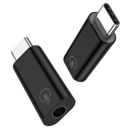 Fidioto 2Pack USB C to 3.5mm Audio Adapter, Black USB C to Headphone Jack Adapter Compatible with iPhone 16 Plus/16 Pro Max/Samsung Galaxy/Ultra/iPad Pro/MacBook/Pixel - color: 2pack-Black