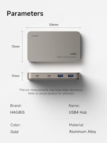 Hagibis USB4 Docking Station, 40Gbps USB C Triple Display Hub with 8K@60Hz HDMI, 100W PD, 20Gbps DP1.4 7.5W USB4 Downstream Port and 4 10Gbps USB3.2 for MacBook Pro Air Laptops Thunderbolt 4/5 Dock
