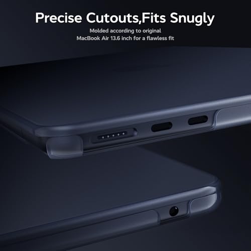 B BELK Compatible with MacBook Air 13 inch Case 2026 2025-2022 M5 M4 M3 M2 | [100% Official Color] [Slim Armor] Plastic Hard Shell for MacBook Air 13.6 inch Case (A3449 A3240 A3113 A2681),Midnight Clear - color: Midnight Clear