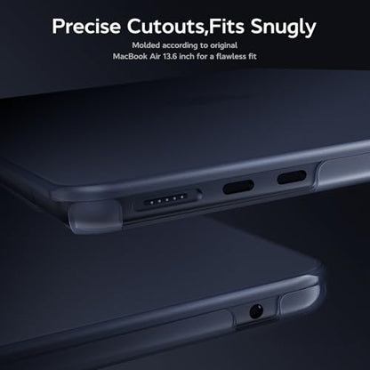 B BELK Compatible with MacBook Air 13 inch Case 2026 2025-2022 M5 M4 M3 M2 | [100% Official Color] [Slim Armor] Plastic Hard Shell for MacBook Air 13.6 inch Case (A3449 A3240 A3113 A2681),Midnight Clear - color: Midnight Clear