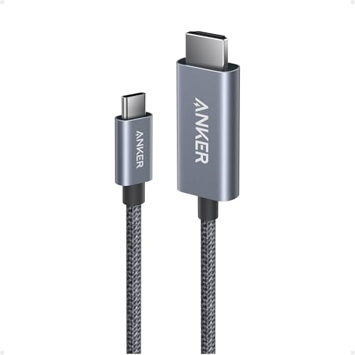 Anker HDMI Cable, 4K@60Hz Ultra-Fast USB C to HDMI Cord, 3ft | Nylon-Braided Cable with Advanced Shielding, HDR, Thunderbolt 5/4/3 Compatible, for MacBook, iPad, iPhone, HD TV, Black - size: 3FT