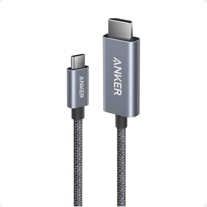 Anker HDMI Cable, 4K@60Hz Ultra-Fast USB C to HDMI Cord, 3ft | Nylon-Braided Cable with Advanced Shielding, HDR, Thunderbolt 5/4/3 Compatible, for MacBook, iPad, iPhone, HD TV, Black - size: 3FT