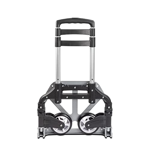 Ultimaxx Professional Heavy-Duty 150 Pound (lb) Capacity Aluminum Folding Hand Truck/Luggage Cart (Black/Silver) with Adjustable Handle, Folding Away Wheels, and Bungee Cord - style: Professional