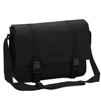 VASCHY Messenger Bag,Water Resistant Casual Lightweight Slim Crossbody Shoulder Bag for Men Women Work School for 14in Laptop - color: Black