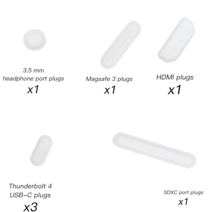 7 PCS Anti Dust Dirt Plug Cups Set for MacBook Pro 14 & MacBook Pro 16 inch M4 M3 M2 M1 Pro/Max 2024-2021 Released Dust Plugs -Clear - color: Clear, size: 7 PCS