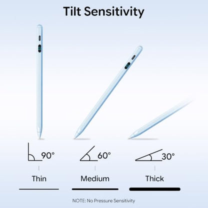 LED Battery Display Stylus Pen, Fast Charging Active Digital Pencil for iPad iPhone Samsung Android Tablets, Low Latency & Tilt Sensitivity for Note Taking/Drawing, No Bluetooth Needed (Blue) - color: Blue