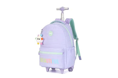 Large Rolling laptop Backpack Set with Lunch Bag, Kids Backpack for school girls kids with Wheels (BEAUTIFUL PURPLE) - color: Beautiful Purple