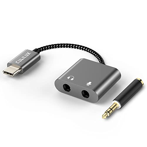 TRS Headphone & Microphone to USB C Connector, Type C to 3.5mm Audio MIC Splitter Compatible with iPhone 15+ 15 Pro Max, iPad 10, iPad Pro 11/12.9, iPad Air 5/4, iPad mini 6 - color: Grey, size: USB C, HP MIC