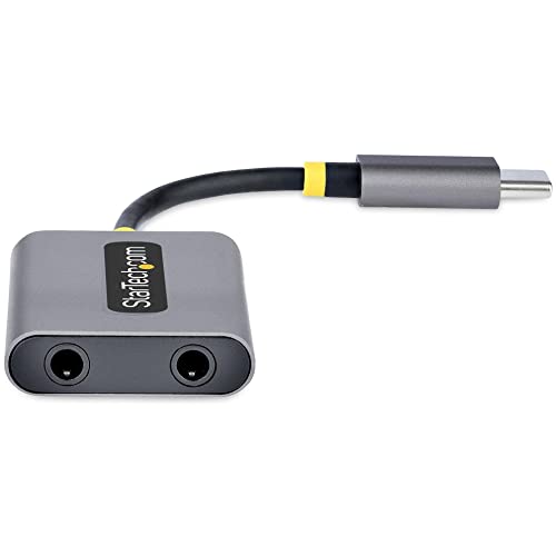 StarTech USB-C Headphone Splitter, 24-bit DAC (USBC-Audio-Splitter) | USB-C Dual Headset Adapter with Mic Input, USB-C to 3.5mm Audio Adapter/Earphone Dongle, USB-C to Audio Jack/Aux Output - style: USB-C 3.5mm Headphone Splitter