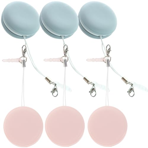 GLEAVI Pouch Microfiber Cleaning Cloth - 6pcs Mini Phone Screen Wiper Macaron Shape - Portable Lens & Screen Cleaner Cloth Keychain Glasses Eyeglass Brush (Pink,Blue)