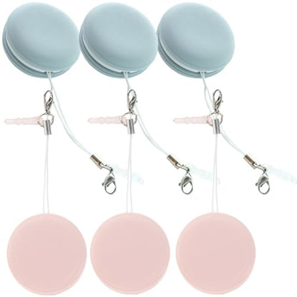 GLEAVI Pouch Microfiber Cleaning Cloth - 6pcs Mini Phone Screen Wiper Macaron Shape - Portable Lens & Screen Cleaner Cloth Keychain Glasses Eyeglass Brush (Pink,Blue)