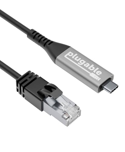 Plugable USB C to Ethernet Cable: USBC to RJ45 Ethernet Cord, Directly Connected LAN Gigabit Network Adapter for MacBook Pro, iPad Pro, iPhone 15/16, Laptop, USB4/Thunderbolt Compatible, 2m 6.6ft