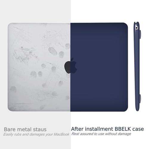 B BELK for MacBook Air 13 inch Case 2021-2018 M1 Chip A2337 A2179 A1932 | Matte Plastic Laptop Hard Shell for MacBook Air 13.3 inch Case Touch ID with Keyboard Cover & Screen Protector, Navy Blue - color: Navy Blue