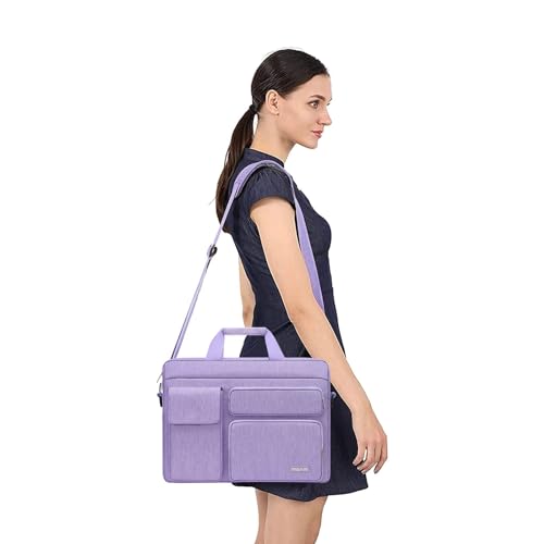 MOSISO Laptop Shoulder Bag 16 inch, 15-15.6 inch Computer Bag | Compatible with MacBook Pro 16 inch, HP, Dell, Lenovo with 2 Raised&1 Flapover&1 Horizontal Pocket&Handle&Belt, Purple - color: Purple, size: 16 inch