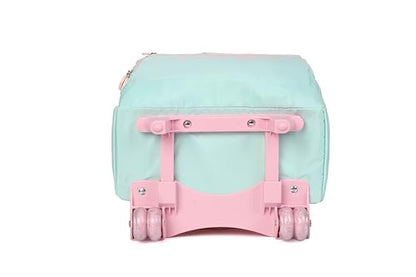 Wheels Kids Backpacks for Large Girls Rolling School Backpack with lunch box(DROPS BLUE) - color: Drops Blue