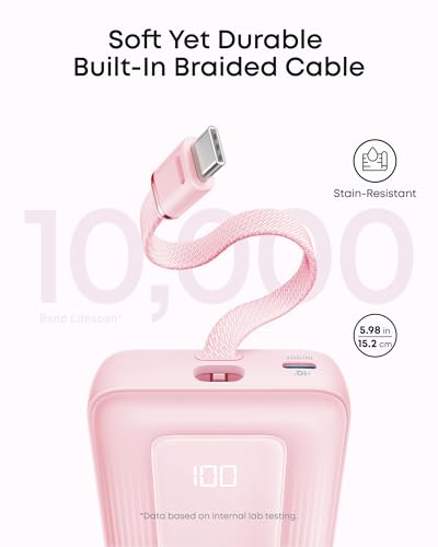 Anker Zolo Power Bank, 20,000mAh 45W Portable Charger with Built-in USB-C - color: Blue, size: Built-in C cable*1