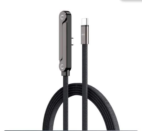 Ultra 240W USB-C to Type-C Fast Charging Cable with Foldable Phone Holder, Braided, 1.5m, Compatible with iPhone 15/16, Samsung Galaxy, iPad Pro, MacBook