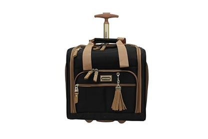 steve madden Designer 15 Inch Carry on Suitcase- Small Weekender Overnight Business Travel Luggage- Lightweight 2- Rolling Spinner Wheels Under Seat Bag for Women (Harlo Black) - color: Harlo Black