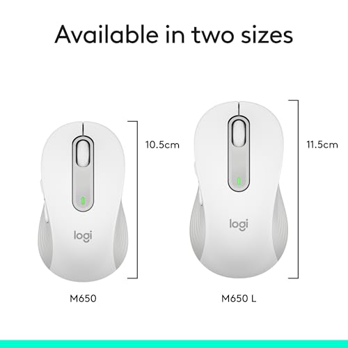 Logitech Signature M650 Wireless Mouse Small to Medium Sized - Off White | 2-year battery, silent clicks, customizable side buttons, compatible with PC, Mac, and Chromebook - color: Off White