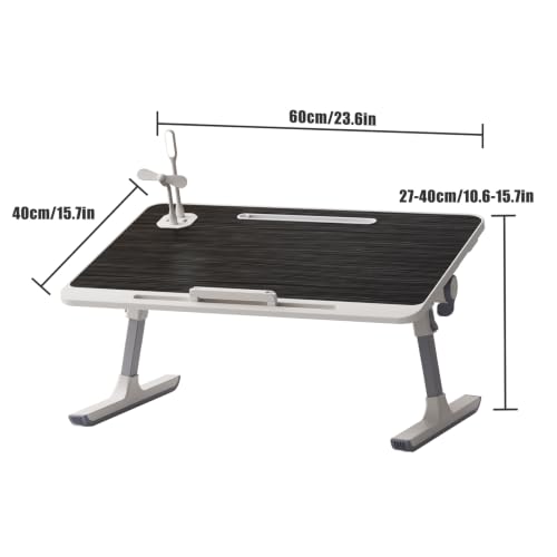5-Level Height Adjustable Lap Desk, Foldable Bed Desk Laptop Stand with Cooling Pad, Portable Multifunctional Bed Table Tray, Mini Computer Work Reading Gaming Desk for Bed, Sofa, Dorm and Floor