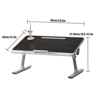 5-Level Height Adjustable Lap Desk, Foldable Bed Desk Laptop Stand with Cooling Pad, Portable Multifunctional Bed Table Tray, Mini Computer Work Reading Gaming Desk for Bed, Sofa, Dorm and Floor