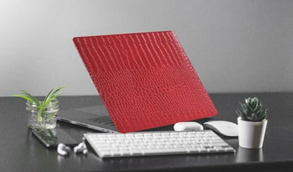 Crocodile Case for MacBook Air 13 inch 2026-2022 M5/M4/M3/M2 Logo Cutout | Model A3449 A3240 A3113 A2681, Texture Crocodile Aligator Skin Snakeskin PU Leather Hardshell Case & Keyboard Cover, Red - color: ## Red Crocodile