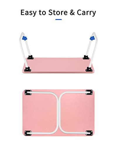 Ruxury Folding Lap Desk Laptop Stand Bed Desk Table Tray, Breakfast Serving Tray, Portable & Lightweight Mini Table for Sofa Couch Floor - Pink - color: Pink