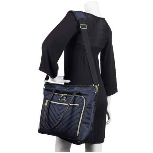 Kenneth Cole REACTION Chelsea Quilted Chevron 15" Laptop & Tablet Business Tote with Removable Shoulder Strap - color: Navy