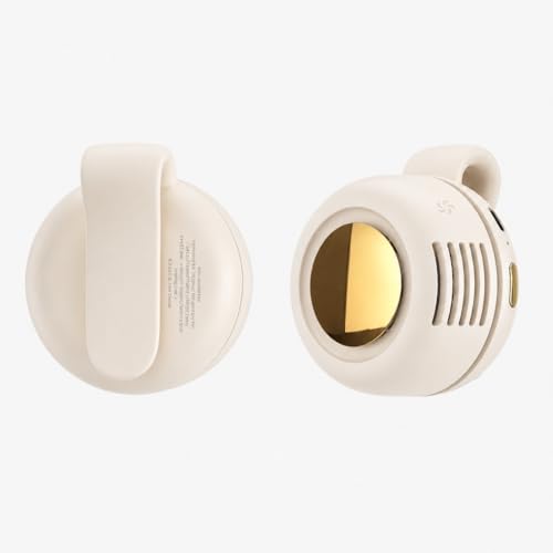 Portable Silent Mini Bladeless Clip On Fan, Small Clip on Fan for Shirt & Waist, Adjustable 3-Speed Suspended Whirlwind Fans, For Outdoor & Travel & Office, Travel Accessories (1, white) - color: White