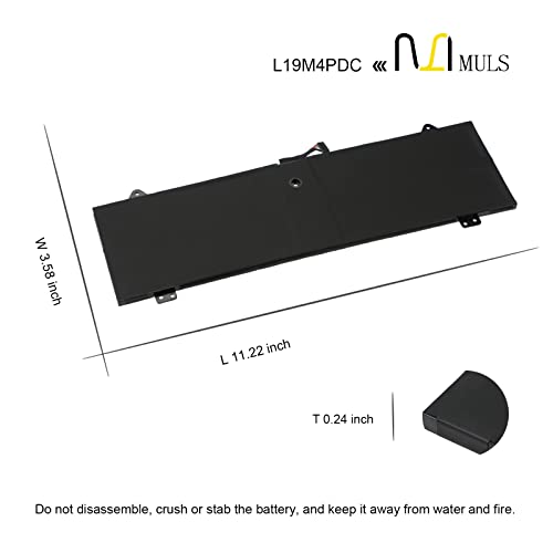 MULS L19M4PDC Laptop Battery for Lenovo Ideapad Yoga 7-14ITL5 7-15ITL5 82BJ | Series L19C4PDC L19L4PDC 5B10Z26482 5B10Z26485 SB10Z26486 5B10Z26479 SB10Z26483 15.36V 4622mAh 71Wh
