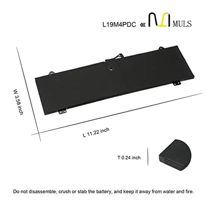 MULS L19M4PDC Laptop Battery for Lenovo Ideapad Yoga 7-14ITL5 7-15ITL5 82BJ | Series L19C4PDC L19L4PDC 5B10Z26482 5B10Z26485 SB10Z26486 5B10Z26479 SB10Z26483 15.36V 4622mAh 71Wh