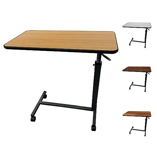 ProHeal Medical Overbed Table with Wheels and Adjustable Height - Oak Color Rolling Over Bed Table for Home and Hospital Use - color: Oak