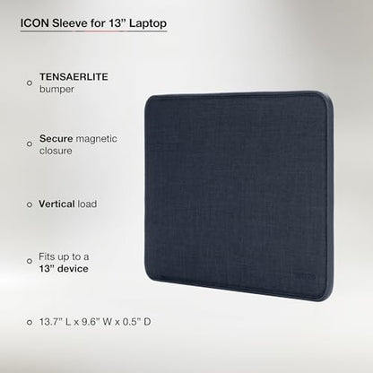 Incase ICON Sleeve with Woolenex - MacBook Air 13 inch Case - M5 2026, M4 2025, M3 M2 2024-2022 - Fitted MacBook Case, Laptop Sleeve, Hard Cover, Durable, Lightweight - Heather Navy - color: Heather Navy