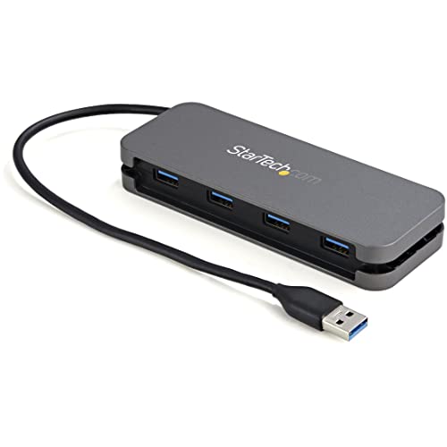 StarTech 4-Port USB-A Hub 5Gbps, USB Powered, 11in/28cm Cable (HB30AM4AB) | USB 3.0, Host to 4x type-A, SuperSpeed, Portable, Laptop desktop, Cable management, 11in long cable, 3.2 Gen 1