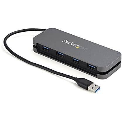 StarTech 4-Port USB-A Hub 5Gbps, USB Powered, 11in/28cm Cable (HB30AM4AB) | USB 3.0, Host to 4x type-A, SuperSpeed, Portable, Laptop desktop, Cable management, 11in long cable, 3.2 Gen 1
