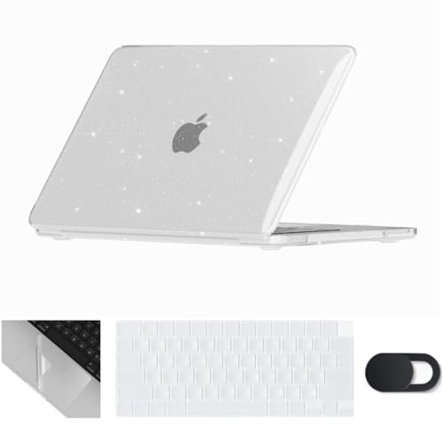 Se7enline for MacBook Neo Case 13 inch 2026 Model A3446,Glitter Transparent | Crystal Glitter Bling Matte Hard Shell Laptop Case with Keyboard Cover Anti-Scratch Heat Dissipation Full Port Access - color: Glitter Transparent, size: 13 Inch