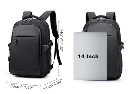JiaYou Laptop Backpack for Men and Women 14 Inch Water Resistant Business Travel Daypack with USB Charging Port(Black,14 Liters) - color: Black