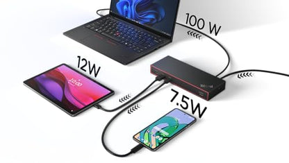 Lenovo ThinkPad USB 4 Smart Dock 5500 w/ 135W Adapter, Supports up to 4 Displays, 100W Power to Laptop, Integrated USB4 Cable, Eclipse Black