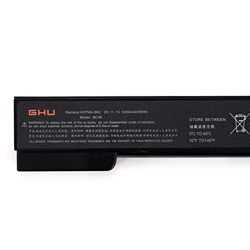 GHU New Laptop Battery 58 WH Replacement for CC06 CC06xl QK642AA 628666-001 628668-001 628668001 628670-001 628369-421 CC09 628664-001 Compatible for HP Probook 6560B 6570B 6460B 6470B 6360B - style: CC06/5200mAH