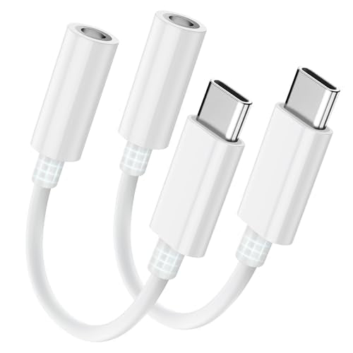 Seulliya USB C to 3.5mm Headphone Jack Adapter for iPhone 17/16/15 Pro/Max, Hi-Res Audio DAC Dongle, 3.5mm Aux Cord Converter for Samsung Galaxy, iPad, Car, USB-C Devices 2Pack - color: White/USB C