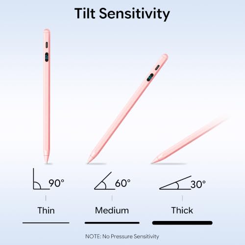 LED Battery Display Stylus Pen, Fast Charging Active Digital Pencil for iPad iPhone Samsung Android Tablets, Low Latency & Tilt Sensitivity for Note Taking/Drawing, No Bluetooth Needed (Pink) - color: Pink