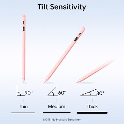 LED Battery Display Stylus Pen, Fast Charging Active Digital Pencil for iPad iPhone Samsung Android Tablets, Low Latency & Tilt Sensitivity for Note Taking/Drawing, No Bluetooth Needed (Pink) - color: Pink